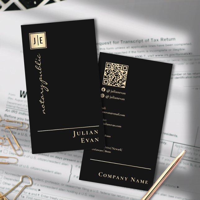 Kreditunterschrift Agent Notary Public Black and G Visitenkarte (Von Creator hochgeladen)