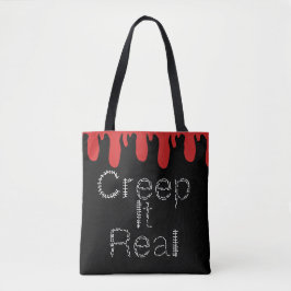 Kreep it Real Hand Drawn Schriftart BlumenHallowee Tasche