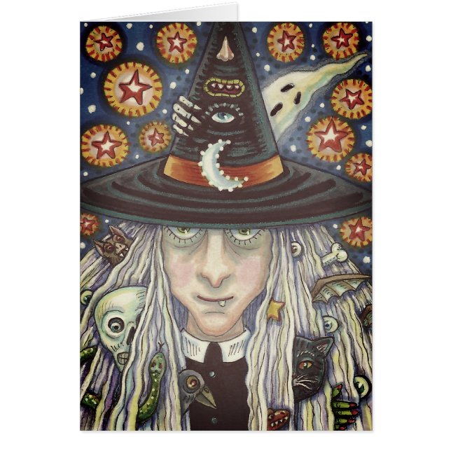 KREEPY WITCH, EVIL EYE, GOTH GREETING CARD Blank (Vorne)