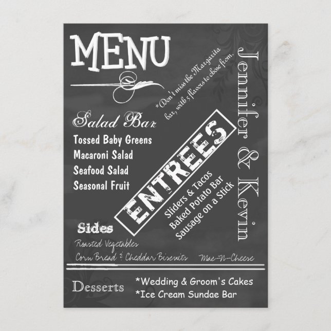 Kreide-Brett-Typografie-Hochzeits-Menü Menükarte (Vorderseite)