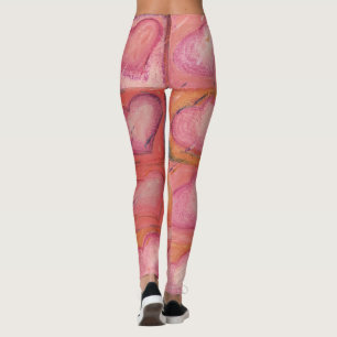 Kreide-Grafik-Herz-Groovy rosa künstlerisches Leggings