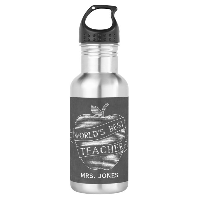 Kreide-inspirierter Apple-Lehrer Trinkflasche (Vorderseite)