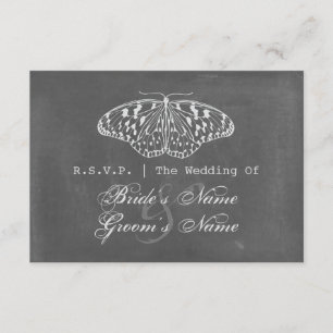 Kreide-inspiriertes Schmetterlings-Hochzeit UAWG RSVP Karte