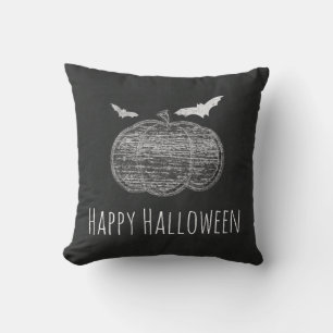Kreide-Kürbis & Fledermäuse-Schultafel Halloween-H Kissen