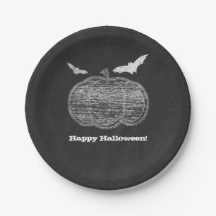 Kreide-Kürbis-Schultafel-Halloween-Party Pappteller