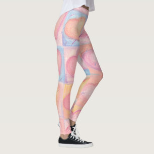 Kreide-Pastellgrafik-Herz-rosa Baby-Blau stark Leggings