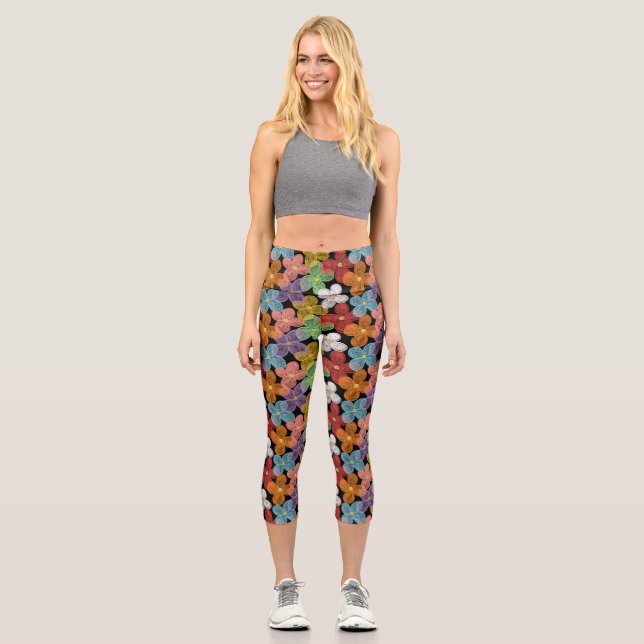 Kreidegänseblümchen Capri Leggings (Vorderseite)