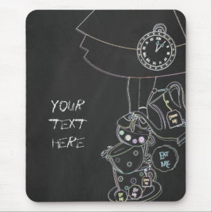 Kreidetafel Alice im Wunderland Teetassen Kreide Mousepad
