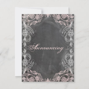 Kreidetafel Antique Pink Floral Verlobung Ankündigung