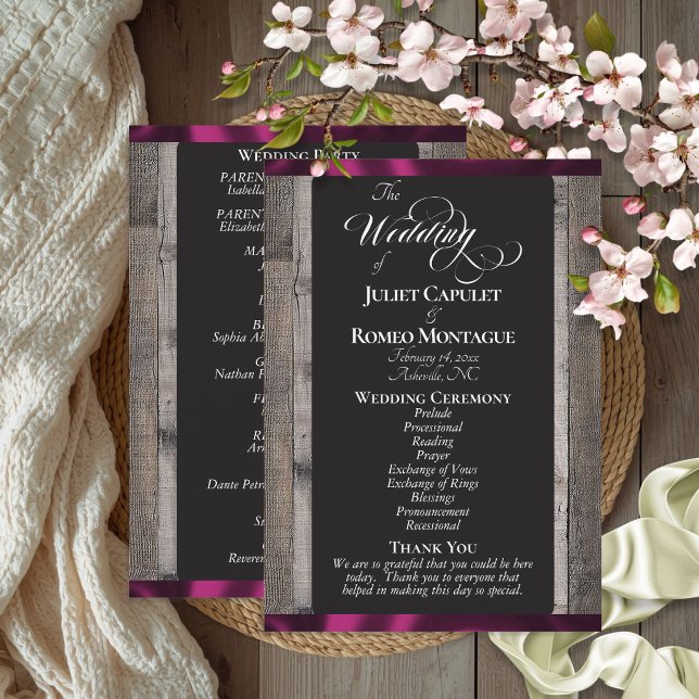 Kreidetafel auf Holz & Pflaumenband - Hochzeit Programm (Von Creator hochgeladen)