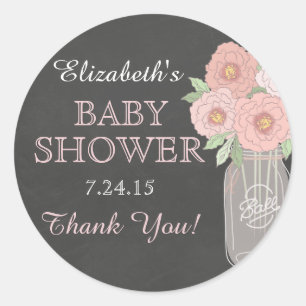 Kreidetafel-Blumen-Mason-Glas-Baby-Shower-Aufklebe Runder Aufkleber