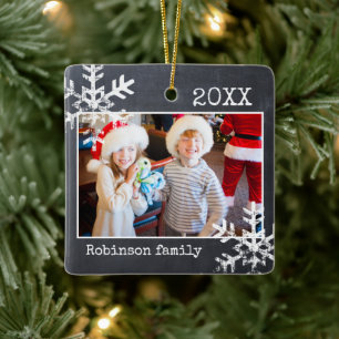 Kreidetafel-Familienfoto-Weihnachten Keramikornament