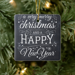 Kreidetafel Frohe Weihnachten Glückliches Neues Ja Keramikornament