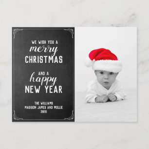 Kreidetafel Frohe Weihnachten Neujahr Feiertag Fot Postkarte