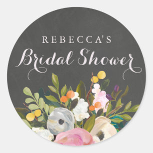 Kreidetafel Frühlings-Blumen Hochzeitsdusche Aufkl Runder Aufkleber