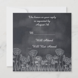 Kreidetafel Handgezeichneter Mohn-Hochzeit R.S.V.P Einladung