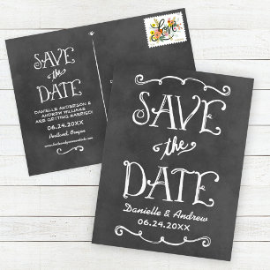 Kreidetafel Handlettering Save-the-Date Ankündigungspostkarte