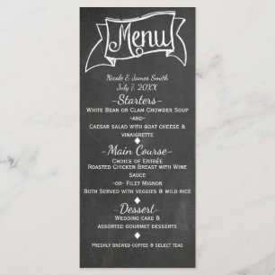 Kreidetafel Kreide Aussehen Elegante Hochzeits-Men Menükarte
