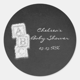 Kreidetafel Kreide Baby Shower Blöcke Gefallen Sti Runder Aufkleber