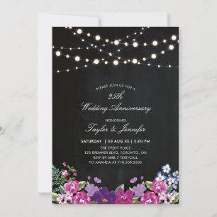 Kreidetafel & Lichterkette 25 Hochzeitstag Einladung