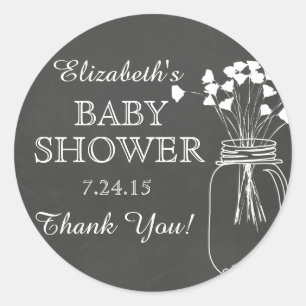 Kreidetafel-Mason-Glas-Baby-Shower-Aufkleber Runder Aufkleber