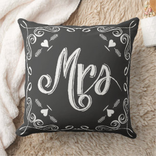 Kreidetafel Mrs Brides Kissen in jeder Farbe