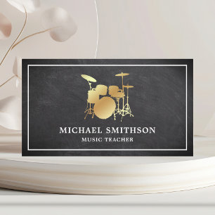 Kreidetafel Musiklehrer Gold Drum Kit Schlagzeuger Visitenkarte