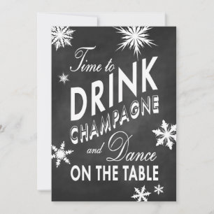 Kreidetafel Neujahrs-Einladung zum Champagnertrink Einladung