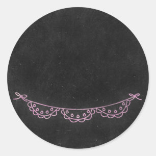 Kreidetafel Rustikal Shabby Chic Rosa Kreide-Bunti Runder Aufkleber