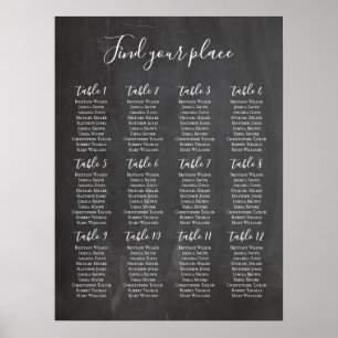 Kreidetafel Sitzplan Druck. Moderne Hochzeit Poster