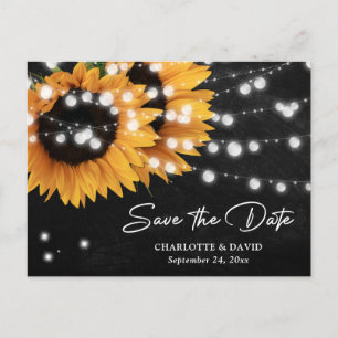 Kreidetafel-Sonnenblumen-Hochzeit Termin merken Ankündigungspostkarte