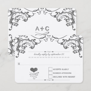 Kreidetafel Süße Herz Initialen Typografie RSVP Karte