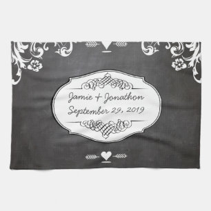 Kreidetafel-Typografie-Hochzeiten Handtuch