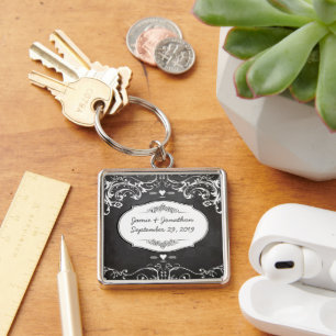 Kreidetafel-Typografie-Hochzeiten Schlüsselanhänger