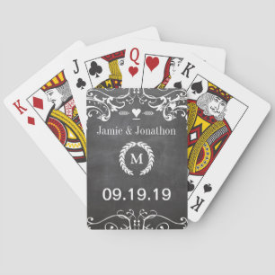 Kreidetafel-Typografie-Hochzeiten Spielkarten