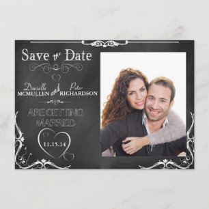 Kreidetafel-Typografie Save-the-Date-Foto-Einladun Save The Date