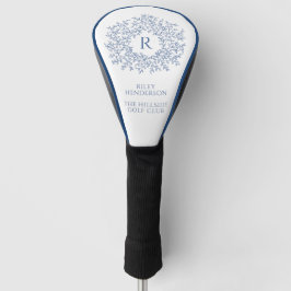 Kreis der Blätter Monogramm Name und Club Blau Golf Headcover