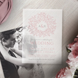 Kreis der Blätter monogramm rosa Hochzeit