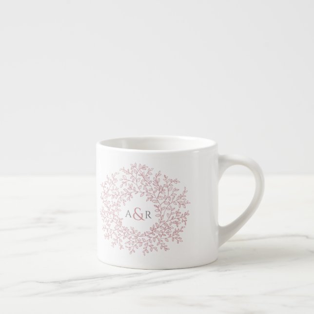 Kreis der Blätter Rosa Blau Hochzeitsgeschenk Mono Espressotasse (Rechts)