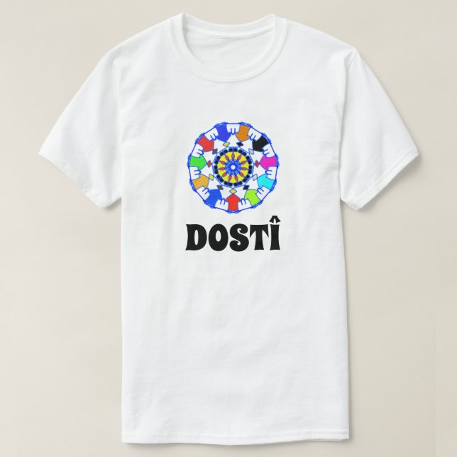 Kreis der Freunde, die Hände halten. Freundschaft T-Shirt (Design vorne)