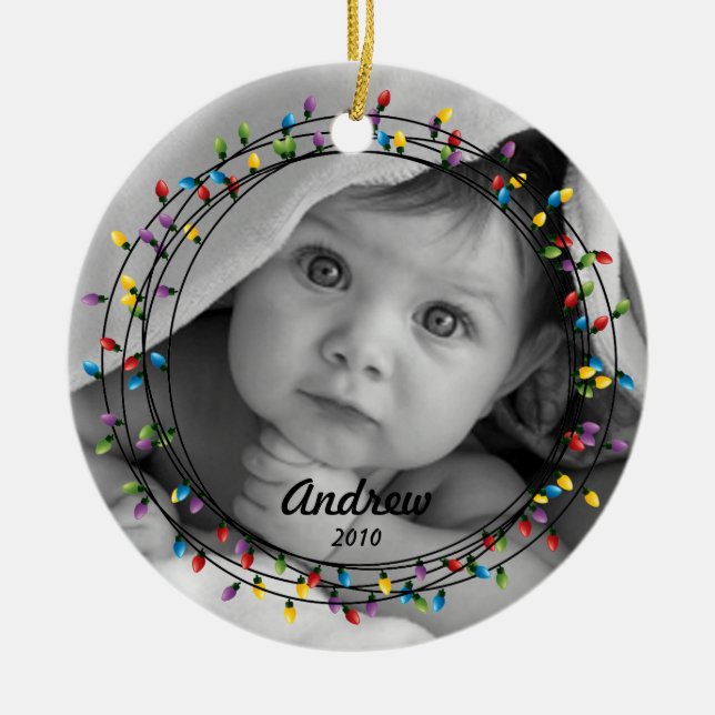 Kreis der Licht-Foto-Weihnachtsverzierung Keramikornament (Vorne)