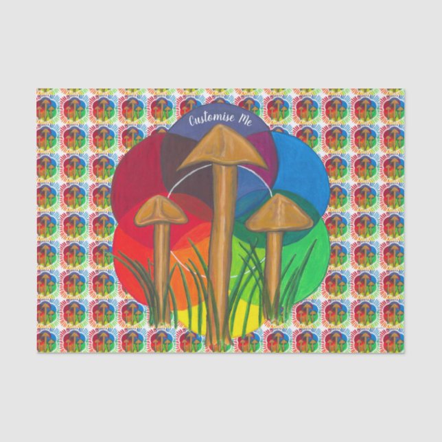 Kreis der Pilze - Acrylmalerei Seidenpapier (Vorderseite)