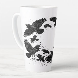 Kreis der Raben – Heimgesuchte Tintenillustration Milchtasse