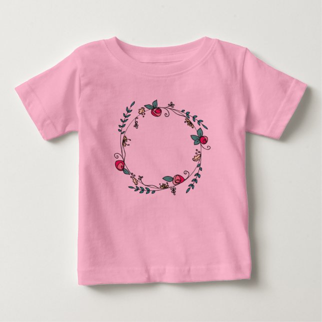 Kreis der Rosenknospe auf rosa Tutu Baby T-shirt (Vorderseite)