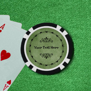 Kreis der schwarzen Stacheldraht-Gothic-Rollen grü Pokerchips