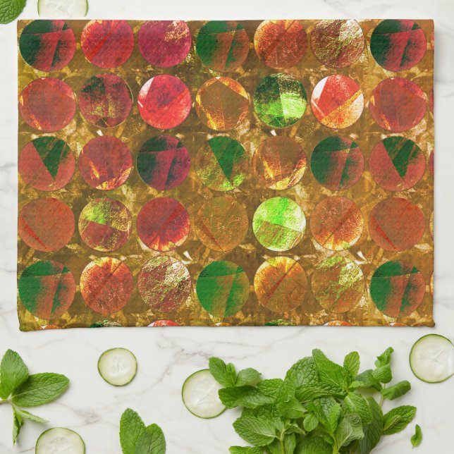 Kreis der Textur auf rauer Orange Geschirrtuch (Gefaltet)