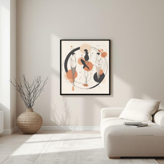 Kreis der Verbindung | Moderne feminine Abstraktio Poster