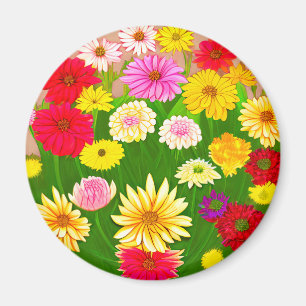 Kreis der wild lebenden Blume, rot und gelb Magnet