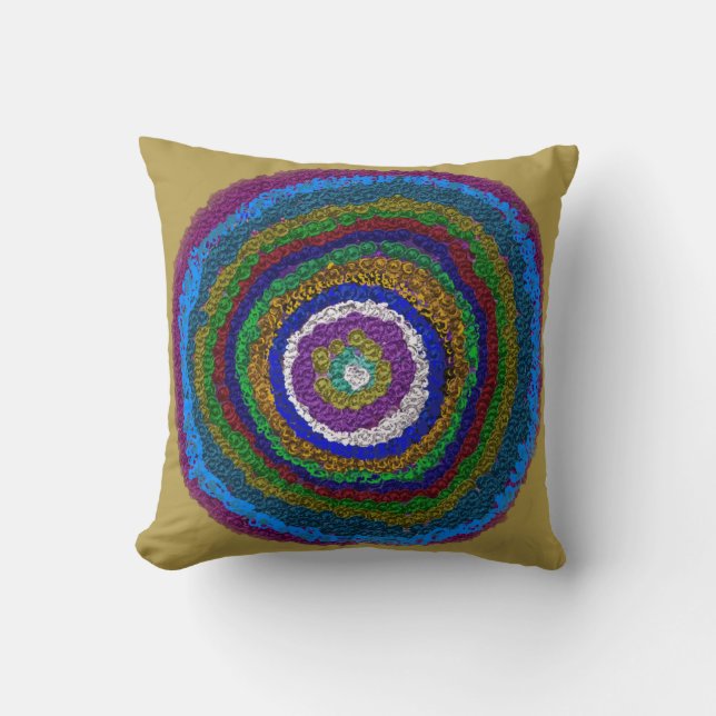 Kreis des Lebens Multicolor Throw Kissen (Vorderseite)