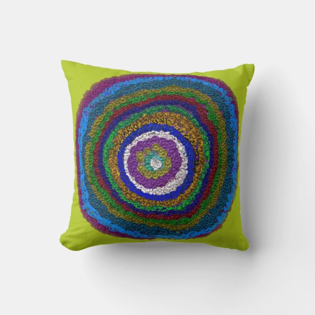 Kreis des Lebens Multicolor Throw Kissen (Vorderseite)
